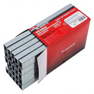 Скобы для пнев. степл., 19мм, шир. 1,2мм, тол. 0,6мм, шир. скобы 11,2мм, 5000шт (57662) MATRIX