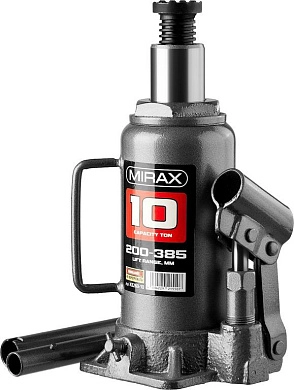 Домкрат гидравлический бутылочный, 10т., 200-385 мм (43260-10) MIRAX