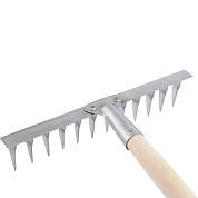 Грабли, нержавеющая сталь, 290х1300 мм, 12 витых зубьев, деревянный черенок (61754) СИБРТЕХ