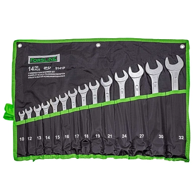 Набор ключей комбинированных 14пр.(10,12-19,21,24,27,30,32мм),на полотне (FL-5141P) ForsLine