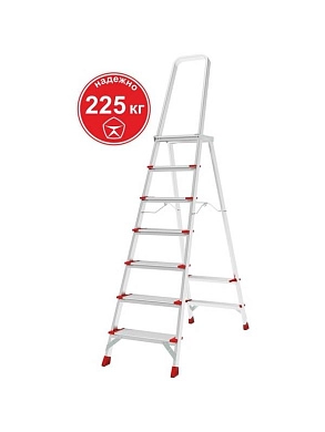 Лестница-стремянка алюм. с рифл.ступ. и склад. площ. NV5130 (8 ступ. 176/252см 10,4 кг) Новая высота