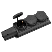 Розетка переносная трехместная с крышками (220-250В, 16A, IP44, каучук) Р16-9164