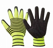 Перчатки нейлоновые бесшовные 15 кл. с рифленым латексным покрытием от мин. рисков