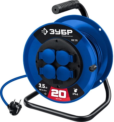 Удлинитель силовой на катушке ПВС-315, ПВС, 3х1.5мм2, 20 м, 3500 Вт, IP44 (55081-20_z01) ЗУБР