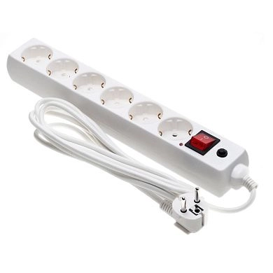 Фильтр сетевой (удлинитель) 2м (ПВС 3х1.5 3,3кВт IP20 6 роз. 220В 16А с/з белый) 77512 ETP