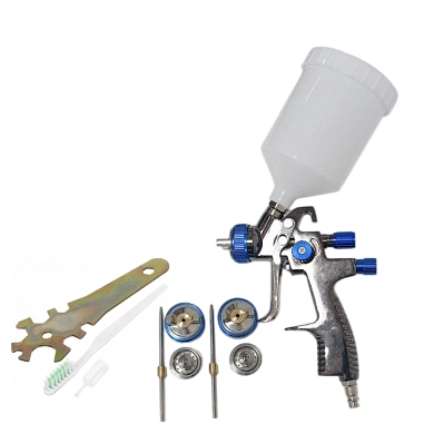 Краскопульт LVLP 1.4мм, верх. пласт. бачок 600мл + сопла 1.7мм и 2.0мм (KL-LP1002Akit) KLASSE