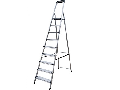 Лестница-стремянка алюм. с лотком орг. NV2118 (9 ступ.130мм 191/270см, 9.2кг) Новая Высота