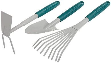 Набор садовый: совок 4207-53481, мотыжка -53486, грабли веерные -53492 (4225-53/477) RACO