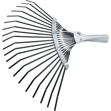 Грабли веерные стальные, 385 мм, 20 плоских зубьев, оксидированные, без черенка (61778) СИБРТЕХ