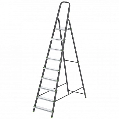 Лестница-стремянка стальн., 9 ступ, алюм. ступ., 1850мм, слож.2640х570х112мм, (97959) СИБРТЕХ