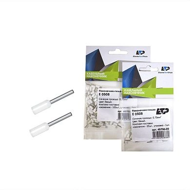 Наконечник штыревой втулочный изолированный НШвИ 0508 0,5мм2 (уп/100шт) 45706-100 ETP