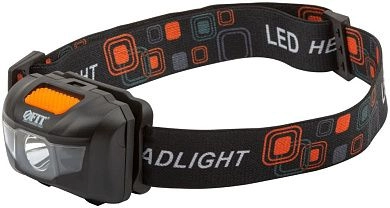 Фонарик с креплением на голову, сверхяркий светодиод 3Вт + 2 LED красн.цв. (3 ААА)(F_67746) FIT
