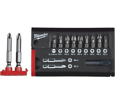 Набор бит L=25/50 мм, 12пр., (PH, PZ, SL) пласт. кейс (4932399513) Milwaukee