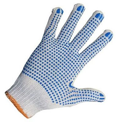 Перчатки трикотажные х/б 7,5 класс с ПВХ "Точка" (216 текс)