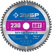 Диск по алюминию пильный 60Т, 230х30мм,Мультирез, Профессионал (36907-230-30-60_z01) ЗУБР