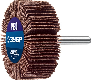 Круг шлифовальный лепестковый d 50х20мм, P180, на шпильке d 6мм (36601-180_z01) ЗУБР
