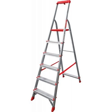 Лестница-стремянка алюм. проф. с лотком органайзером NV3150 (6 ступ. 125/198см, 5.4кг) Новая высота