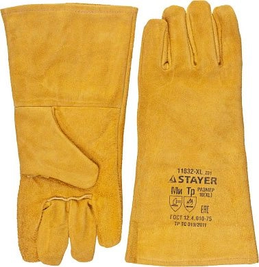 Термостойкие краги STAYER "PROFI" с подкладкой, для сварки и тяжелых механических работ 11332-XL_z01
