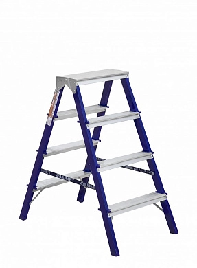 Лестница-стремянка стальная двухсторонняя MD (4 ступ. 86/94см, 4.25кг) АЛЮМЕТ