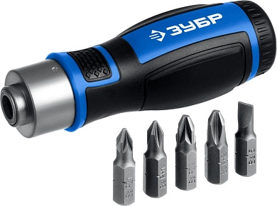 Отвертка реверсивная с насадками 6 предм. (25171) ЗУБР