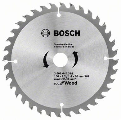 Диск пильный 160х20/16х2.2/1.4x36 Eco WO (2 608 644 374) BOSCH