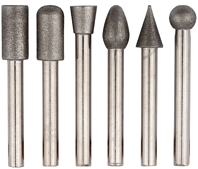 Шарошки, усиленная сталь с алмазным напылением, штифт диам. 6 мм, 6 шт. (F_36482) FIT