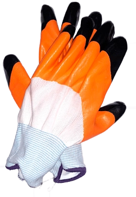 Перчатки нейлоновые бесшовные 13 кл. с нитрильным обливом 3/4 и усиленным обливом напальчника