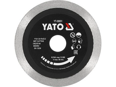 Круг алмазный 115x1.6х10х22.23 мм Керамика (YT-59951) YATO