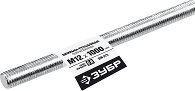 Шпилька резьбовая DIN 975, кл. пр. 6.8, М12х1000мм, 1 шт, Профессионал (30336-12-1) ЗУБР