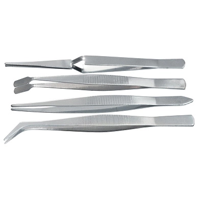 Пинцеты набор 4шт., нержавеющая сталь (914845) SPARTA