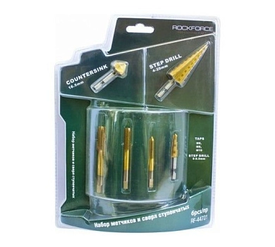 Набор метчиков и сверл ступенчатых М6-М10, сверла 5-8.5, 4-20мм, 6 пр. (RF-44731) ROCKFORCE