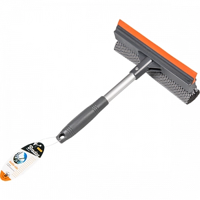 Щетка с губкой и резиной для мойки окон 20см с ручкой 24см (ES9439) BRADAS