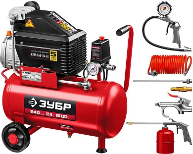 Компрессор воздушный КПМ-240-24 Н6 (1500 Вт, 240 л/мин, 24 л, кор.) ЗУБР