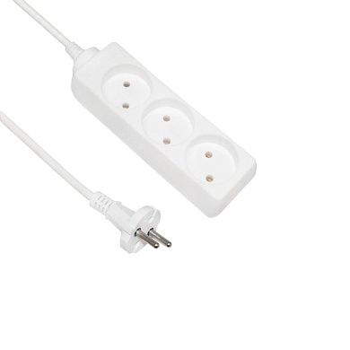 Удлинитель бытовой 2м (ПВС 2х0,75 2,2кВт IP20 3 роз. 220В 10А белый) 77016 POWERMAN ETP