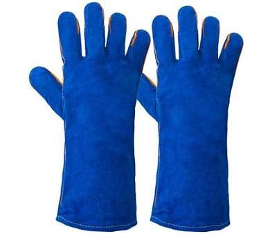 Краги спилковые пятипалые "Трэк" Синие Эконом (без логотипа)