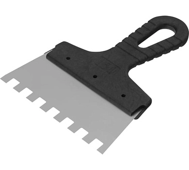 Шпатель зубчатый нерж. фасад. 150 мм/ 10 мм, пласт. рук. (85480) СИБРТЕХ