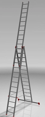 Лестница алюм. 3-х секц. 424/705/1048см 3х16ступ., 36,6кг Новая высота NV 323 (3231316), проф.,