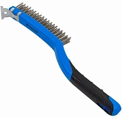 Щетка по металлу ручная с прорезин. ручкой, пров. из нерж. стали, 3x19 рядов (F-340122213) Forsage