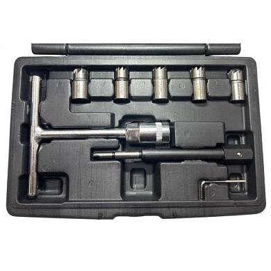 Набор инструмента с торцевыми головками-шарошками для ручной очистки гнезд форсунок (HD-17625) H-D