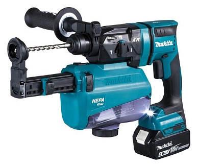 Перфоратор аккум. DHR 182 RTWJ + система пылеудал. (SDS-plus, 18.0В, 2х5.0 А/ч, 1.7 Дж, кейс) MAKITA