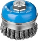 Щетка чашечная усиленная (коса) d=80ммхМ14, стальн. пров. 0,5мм (3527-080_z02) ЗУБР фото2