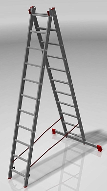 Лестница алюм. 2-х секц. 286/455см  2х11ступ., 13.3кг Новая высота NV 322, (3220211) проф.,