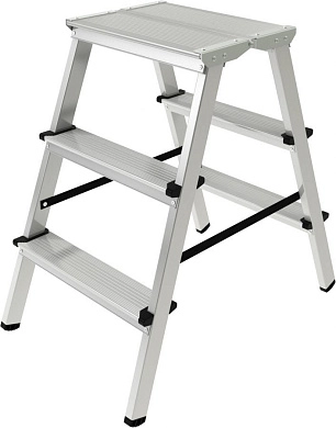 Лестница-стремянка алюм. двухстор. с шир. верх. ступенью ADK (4 ступ. 82/93см 3,6 кг) АЛЮМЕТ