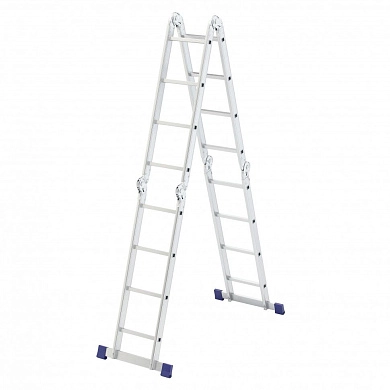 Лестница-трансформер алюм. шарнирная, 4х4 ступ, 4660мм, слож.220х340х280мм, (97882) СИБРТЕХ