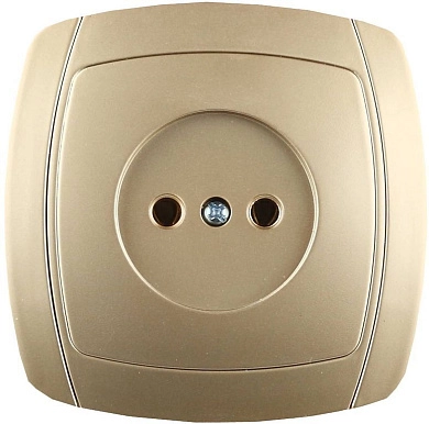 Розетка СВЕТОЗАР "АКЦЕНТ" одинарная в сборе, без заземления, цвет золотой металлик, 16А/~250В