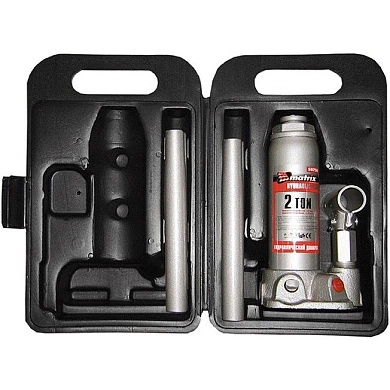 Домкрат гидравлический бутылочный, 2т, h подъема 181–345мм, в пласт. кейсе (50750) MATRIX