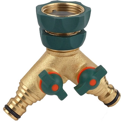 Распределитель "Profi-Plus" двухканальный (резьба внешняя-соединитель), RACO 4244-55133B, латунный с