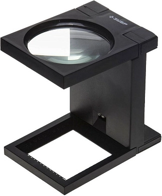 Лупа ЗУБР "МАСТЕР" складная на подставке, светодиодная подсветка, 3 кратное увеличение, диаметр 90мм