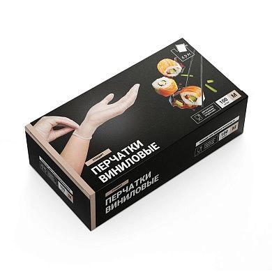 Перчатки виниловые (8 гр), белые, M, 100 шт. (15637) А.Д.М.