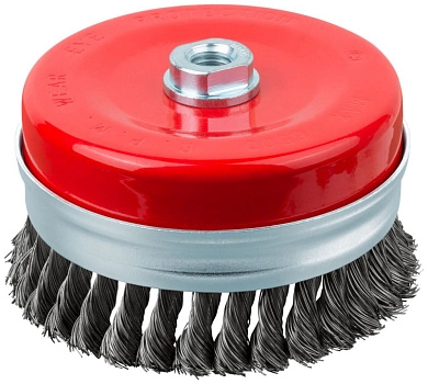 Щетка чашечная усиленная (коса) d=125ммхМ14, стальн. пров. (F_39512) FIT